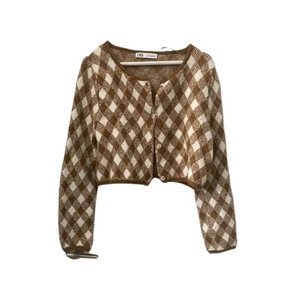 Zara Sweaters - Plaid cardigan